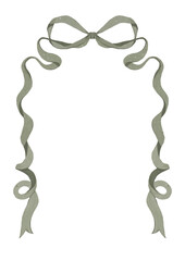 Elegant Ribbon and Bow Frame Watercolor Vintage Style