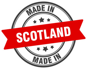 Made in Scotland round sign. Made in Scotland stamp.