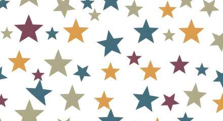 Colorful Seamless Star Pattern on White Background