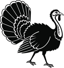 Fototapeta premium Thanksgiving Roasted Turkey Vector, Festive Roasted Turkey Vector Illustration, Holiday Dinner Silhouette, Roasted Turkey Dinner Silhouette Vector