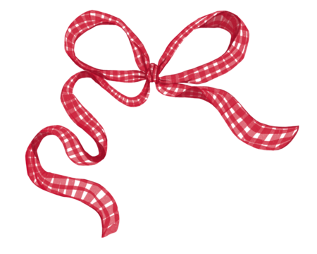 Hand-drawn Red Gingham Ribbon Watercolor Style - Powered by Adobe