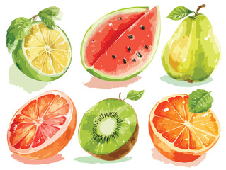 set of fruits icons vector art