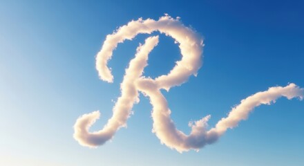 Naklejka premium Cloud Letter R on Clear Blue Sky Background Conceptual Design
