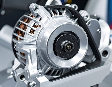 Close-up of a car alternator