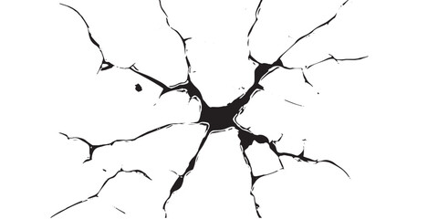 Broken Crack Hole Texture Explosion Effect on White Background