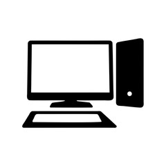 Fototapeta premium Stylized icon of a desktop computer with monitor and tower configuration
