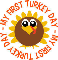 Cartoon turkey face encircled by 