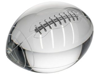 Gläserner American Football isoliert auf transparentem Hintergrund