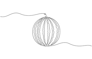 Continuous one line drawing water melon fruit. juicy summer fruit concept, watermelon. modern minimalist art,  decorative elements drawn on a transparent background.