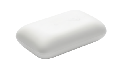 White rectangular bar of soap with smooth surface isolated on a transparent background