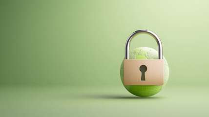 Padlock globe security green digital concept privacy protection safe secure