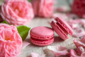 A cup of aromatic tea, a book and a rose on the table.
