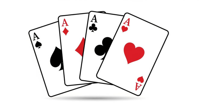 Four aces playing cards poker hand winning combination gambling casino game luck chance strategy success 100