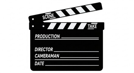 Fototapeta premium Film slate clapperboard vector for movie production scene take director cameraman date production design element