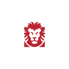 Square lion head vector logo design	
