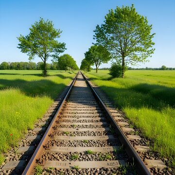 Railway Through Green Fields