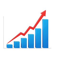 Upward trend arrow graph showing increasing business growth and financial success transparent background