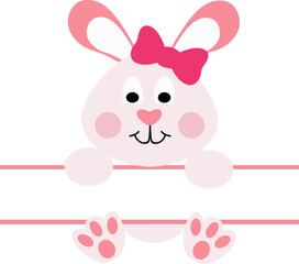 Cute Pink Bunny Holding Banner