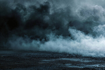 A creeping, ominous fog creeps across the ground in the darkness. Dark creepy background