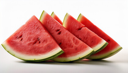 Ripe Red Watermelon Slices On White Background