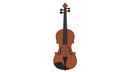Obraz premium Illustration of a brown wooden violin the stringed instrument is shown with its body, neck, strings, and tuning pegs