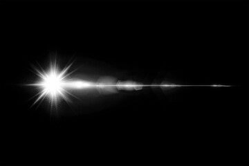 Fototapeta premium Bright lens flare effect on a dark background