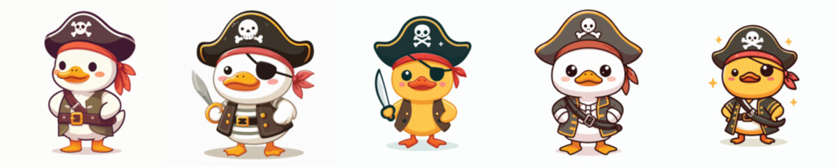 cute duck vector in pirate costume