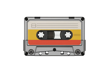 Fototapeta premium Retro audio cassette tape with vibrant retro label, perfect for music nostalgia and vintage design.