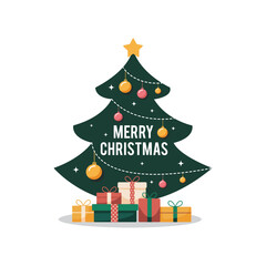 Festive Christmas tree illustration in flat style