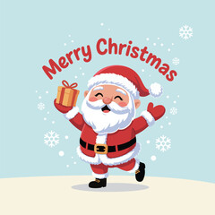 Cheerful Santa Claus in flat design style