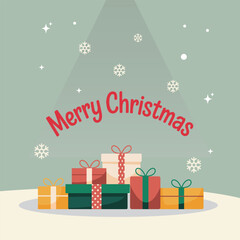 Christmas artwork illustration with gift box