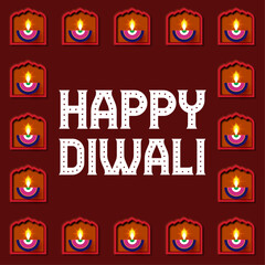 Happy Diwali - festival of lights colorful poster template design with decorative diya lamp. vector illustration. Indian festival of lights Happy Diwali, holiday Background, Diwali celebration