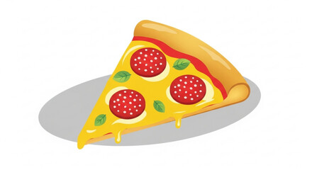 A delicious slice of pepperoni pizza with melted cheese and basil, , a classic italian dish, a tempting meal