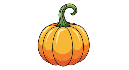 Illustration of a pumpkin the pumpkin is orange with green stem and has a round shape it is a symbol of autumn