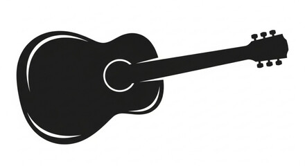 Black acoustic guitar silhouette, a simple and elegant design for music lovers and musicians alike, perfect for logos