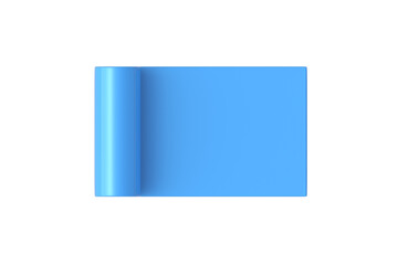 Yoga mat isolated on white background. Workout elastic carpet. Fitness accessories. Top view. 3d render