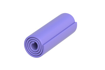Yoga mat isolated on white background. Workout elastic carpet. Fitness accessories. 3d render