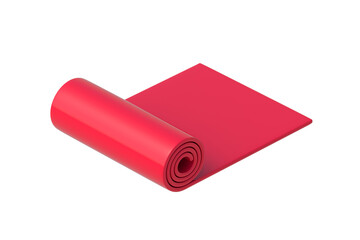 One yoga mat isolated on white background. Workout elastic carpet. Fitness accessories. 3d render