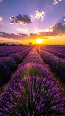 Fototapeta premium Lavender field at sunset