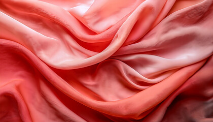 Fototapeta premium Soft Flowing Waves Of Pink And Coral Fabric Texture