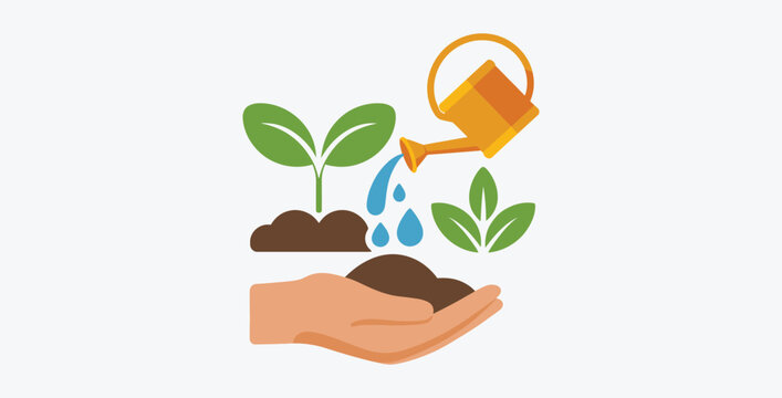 Planting and nurturing new growth with care and attention illustration