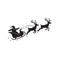 Reindeer pulling Santa sleigh silhouette
