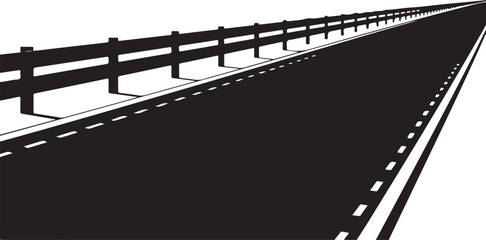 Fototapeta premium Highway Road Perspective View Asphalt Surface with Guardrail for Transportation and Travel