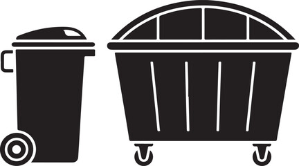 Garbage Containers Black and White Waste Management Receptacles for Trash Disposal and Recycling