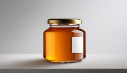 Minimalist Honey Jar With Blank Label Perfect For Product Packaging Mockups