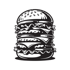 burger and hamburger silhouette icon vector