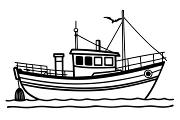 Obraz premium fishing boat silhouette