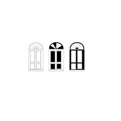 This graphic features three stylized, vintage Asian-style windows in black and white variations.