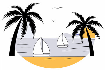 vector illustration of a tropical beach