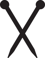 Silhouette vector of knitting needles tool for yarn, crochet, handmade, sewing, craft and design projects.